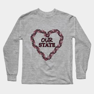 Our State Heart Wreath - Maroon, Black, & White Long Sleeve T-Shirt